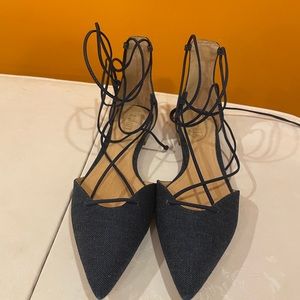 SCHUTZ Denim Blue Flat Tie-Up Shoe size 8.5